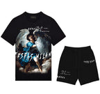 FesFas heaven guardian-print T-shirt Set | Black