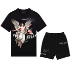 FesFas angel-print T-shirt Set | Black