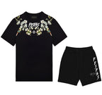FesFas flowers-print T-shirt Set | Black