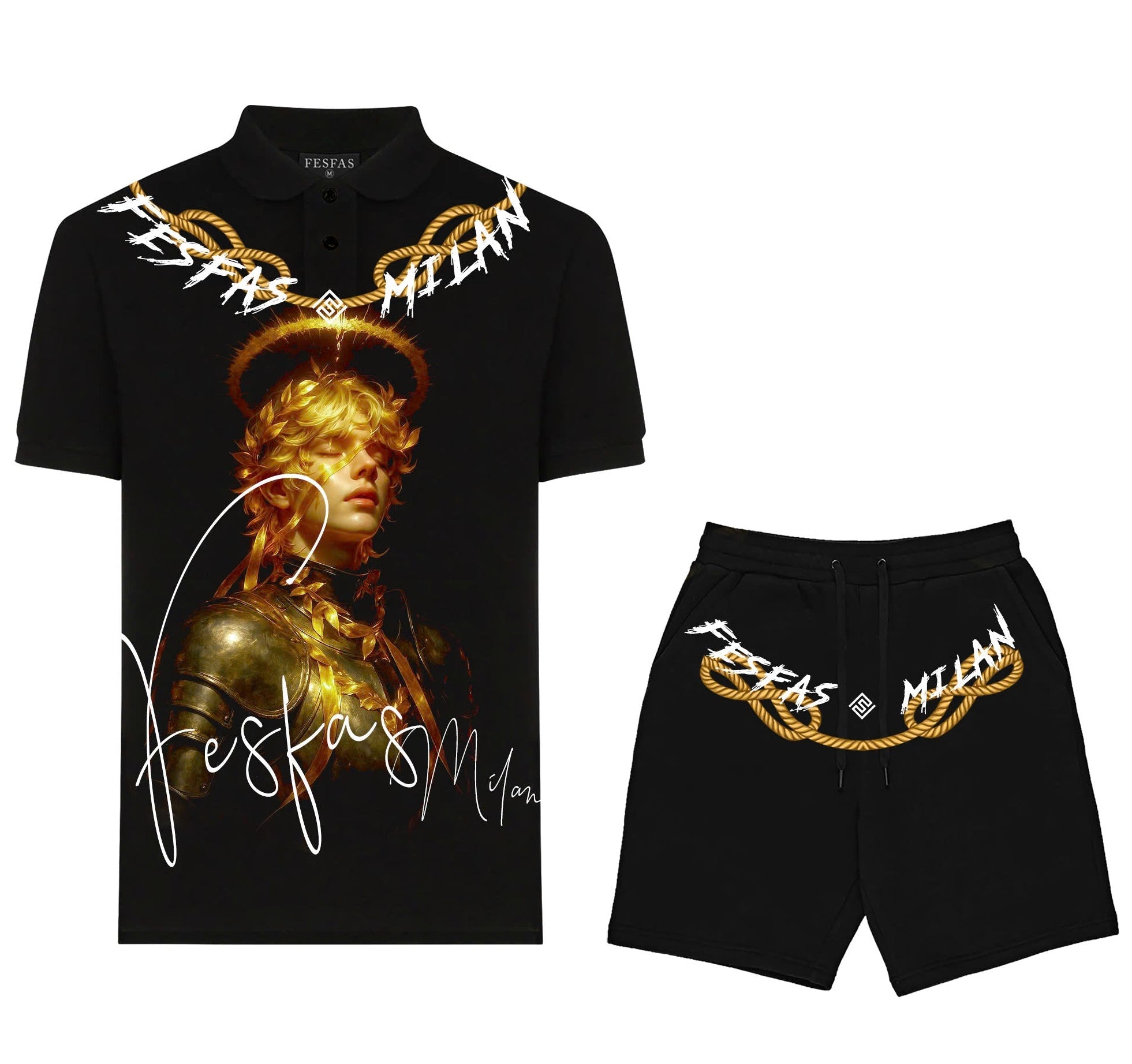 FesFas female fighter-print Polo Set | Men | Black
