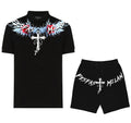 FesFas iced feathers-print Polo Set | Black