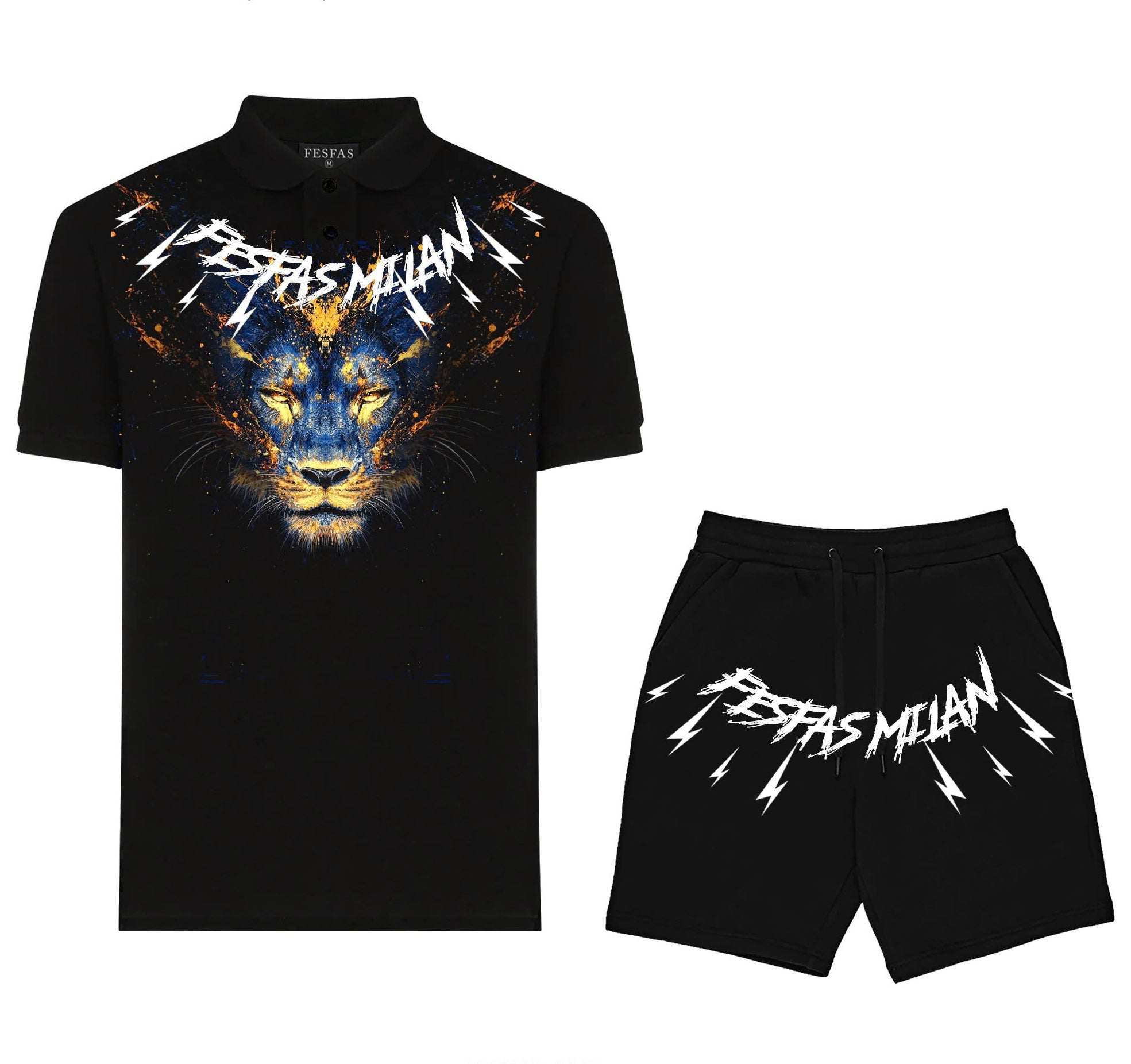 FesFas blue lion-print Polo Set | Men | Black