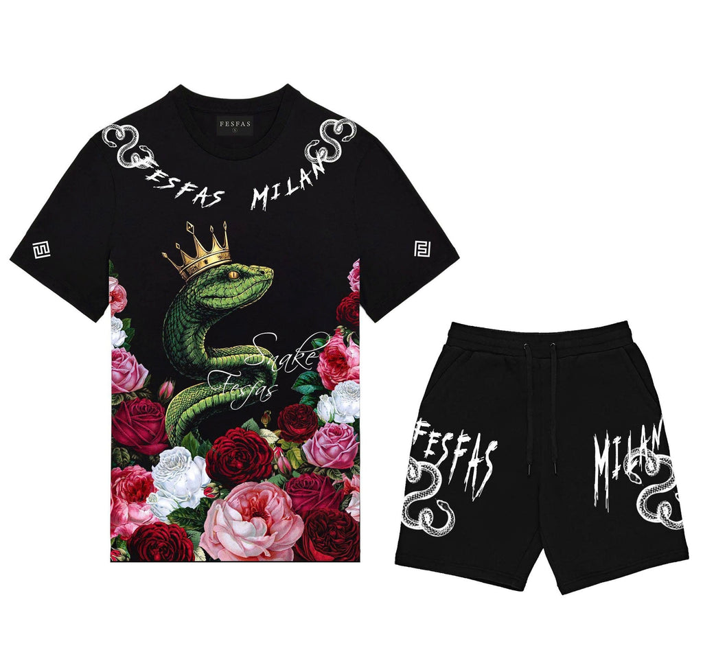 FesFas snake king-print T-shirt Set | Black