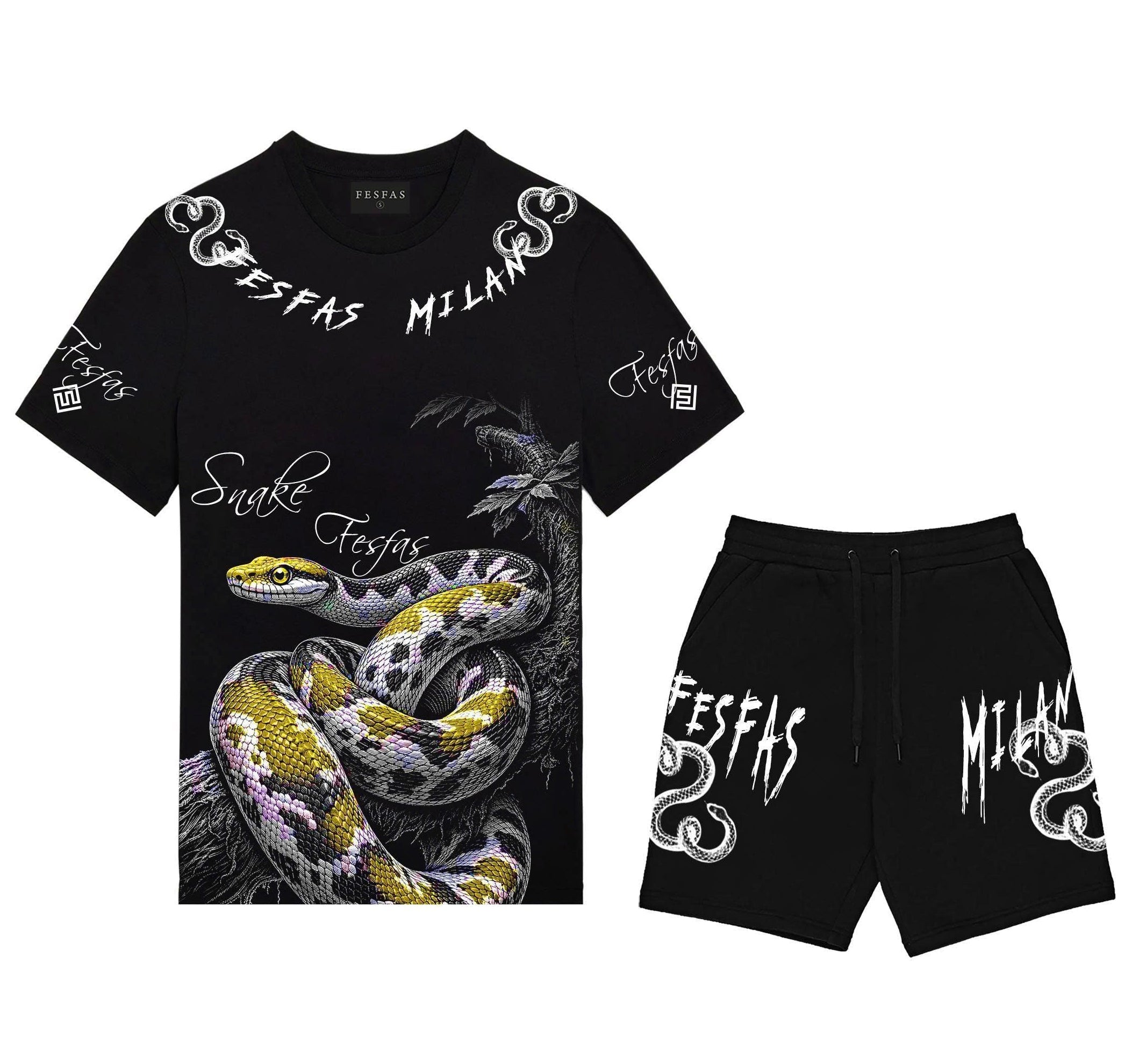 FesFas anaconda-print T-shirt Set | Black